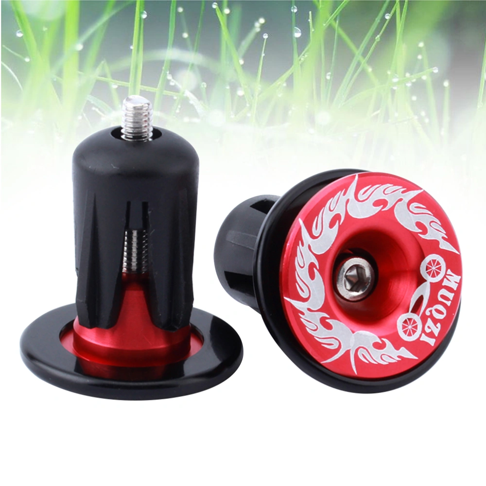 Pair of Bike Handlebar End Plugs Aluminum Alloy Bar End Caps for Mountain Bike Road Bike Fixed Gear Bike(Red Caps and Black Ring)