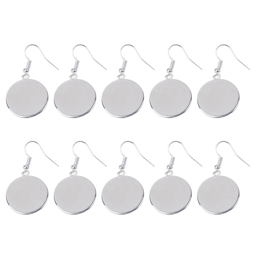 10Pcs Circular Eardrops Base Trays Delicate Ear Hook Earrings Trays DIY Ear Jewelry Making Accessories (Silver)