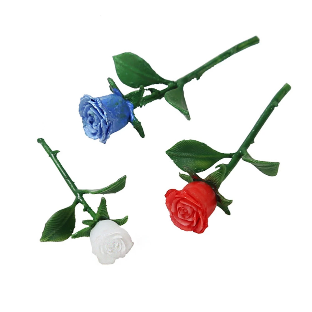 4pcs DIY Handmade 3D Rose Ornament Mini Rose Model Fashion Rose Ornament Home Rose Decor (30mm, Style C)