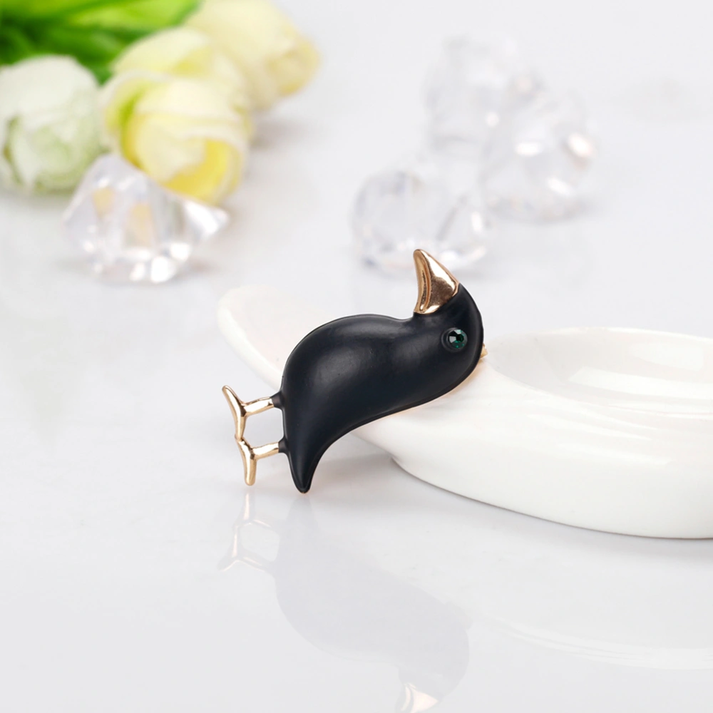 2Pcs Black Bird Shaped Brooch Alloy Crow Shaped Cloth Accessory for Lady and Girls