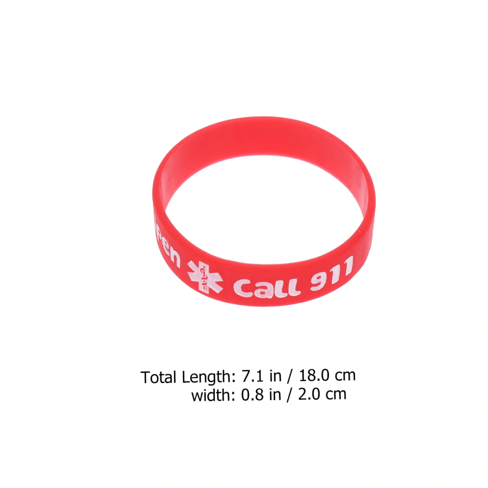 4pcs Silicone Bracelet Medical Warning Hand Strap Children Bracelet Wristbands Decoration Kids PVC Bracelet Hand Rings