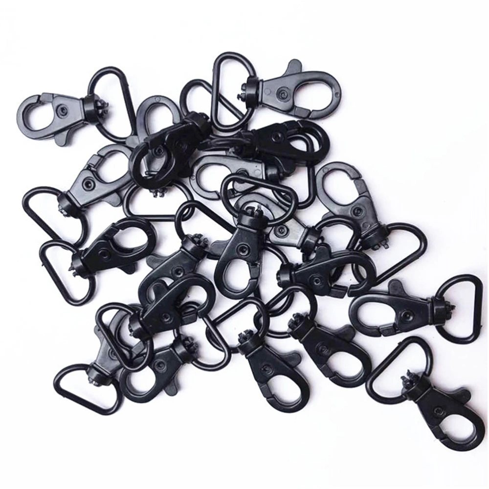 8pcs Keychain Hooks with Swivel D-rings Heavy Duty Snap Lobster Claw Clasp Hooks for Lanyard (Black)