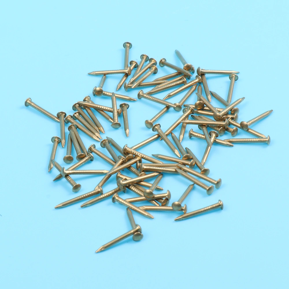 100 Pcs 1.2x1.5mm Chinese Archaize Round Head Gold Antique Pure Copper Bronze Wooden Nails for Furniture DIY Decorative Boxes (Golden)