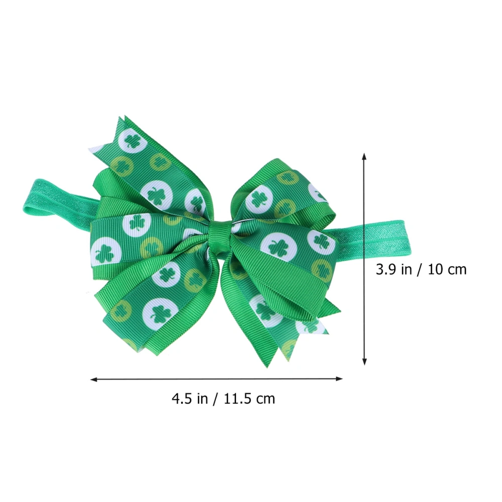 Baby Girls St. Patrick's Day Hair Band Bowknot Clover Shamrock Headdress Hair Accessoriess for Kids Party Favor (Green)