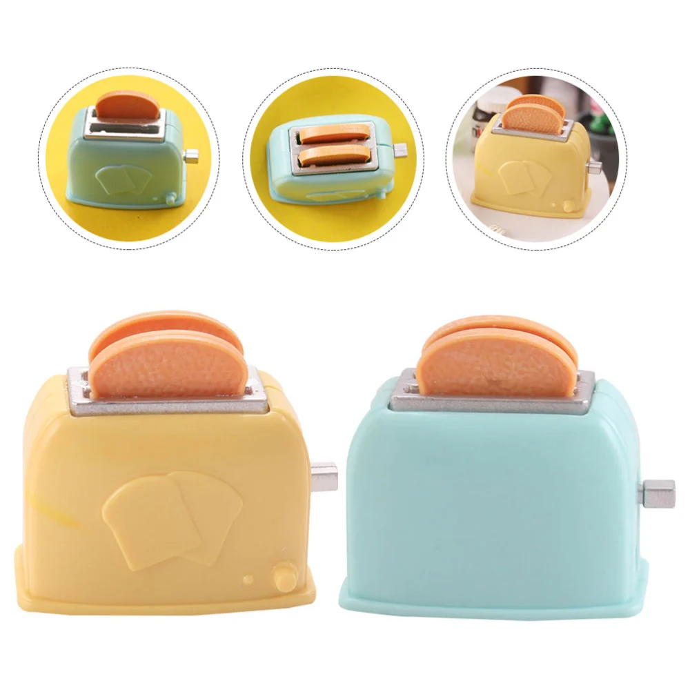 2Pcs Simulated Mini Bread Machine Miniature Toy Model Mini Kitchen Scene Decor