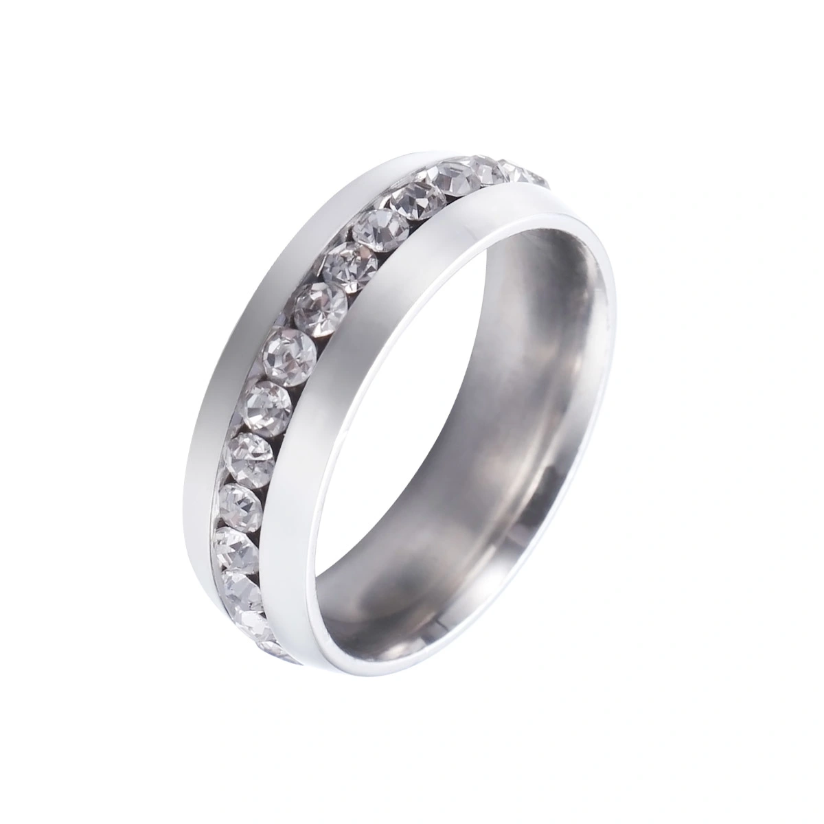 Ring Stylish Simple Finger Ring Crystal Diamond Ring Jewelry for Women Wedding Engagement Size 12 (Silver)