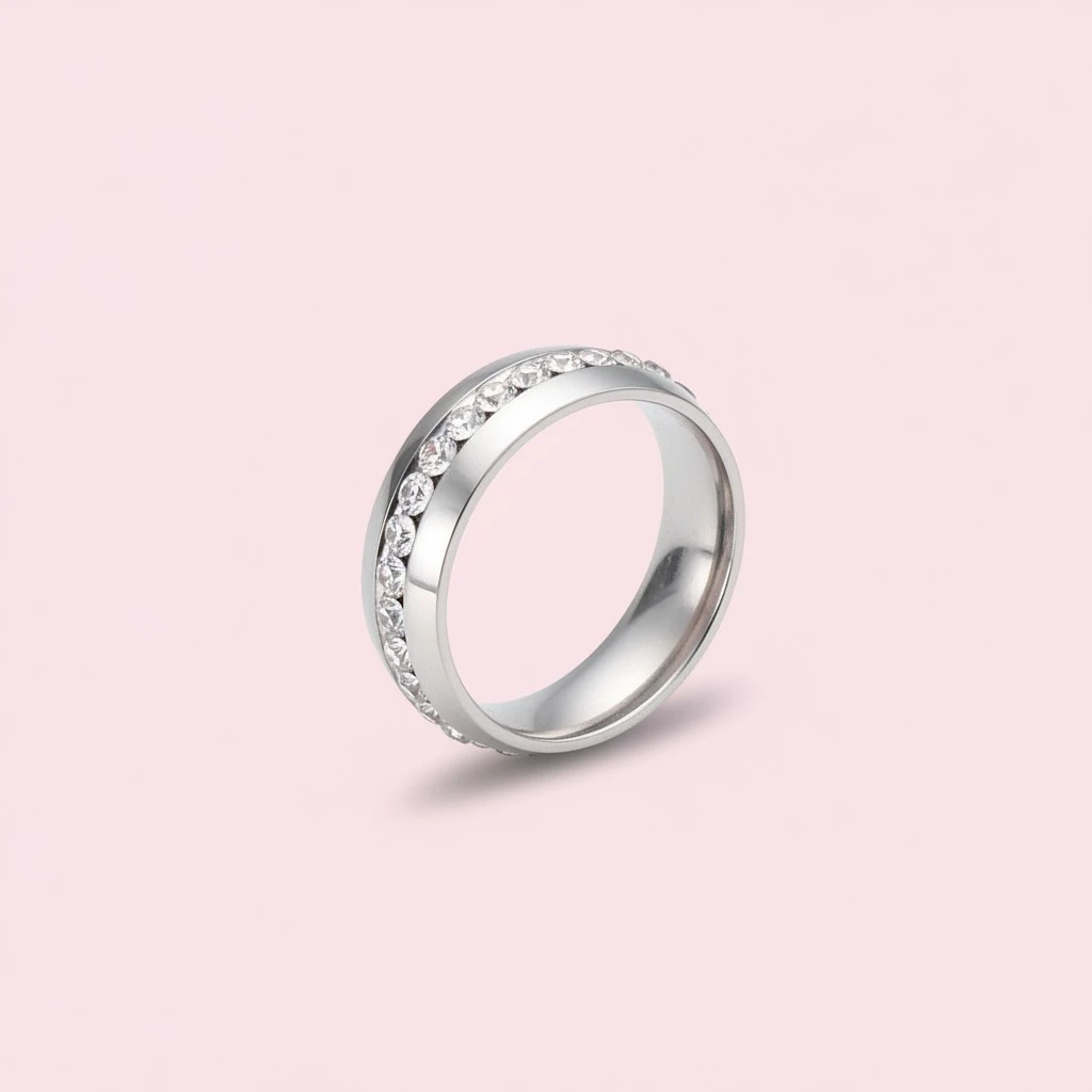 Ring Stylish Simple Finger Ring Crystal Diamond Ring Jewelry for Women Wedding Engagement Size 12 (Silver)