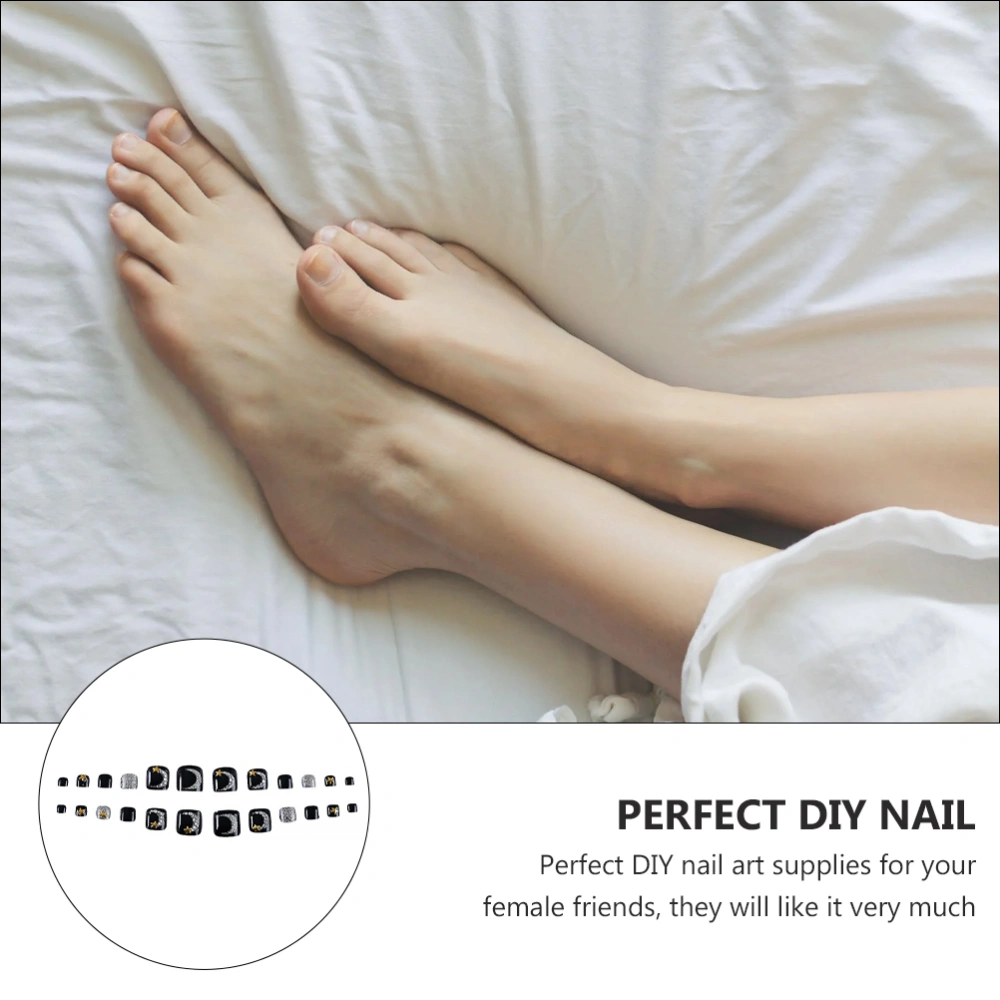 24 Pcs Moon-pattern Toe Nail Patches Manicure Full Cover False Toenail