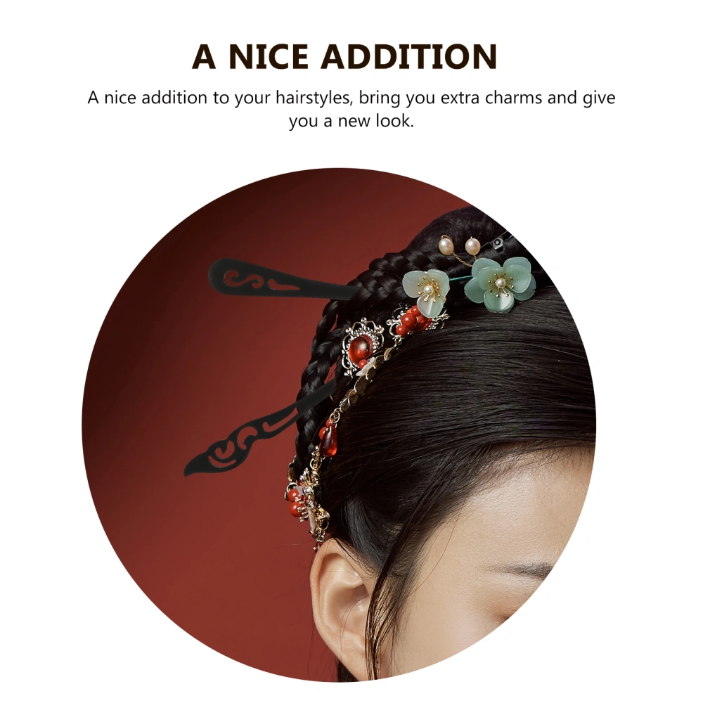 2Pcs Imitated Ebony Hairpin Traditional Hairpin for Girl Wooden Headdress for Women