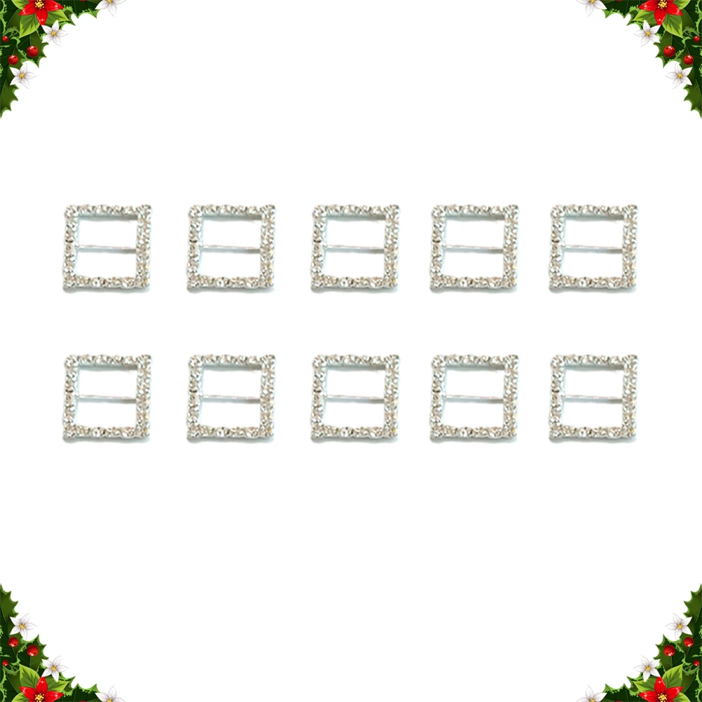10pcs Alloy Rhinestone Buckle Fashion Alloy Buckle Clothes Alloy Accessories Headwear Alloy Decor (Square Style)