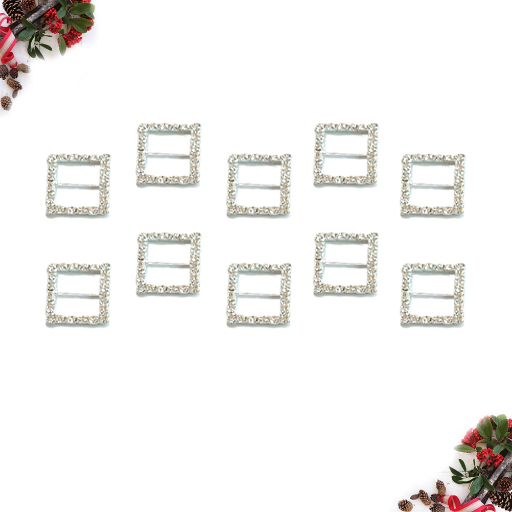 10pcs Alloy Rhinestone Buckle Fashion Alloy Buckle Clothes Alloy Accessories Headwear Alloy Decor (Square Style)