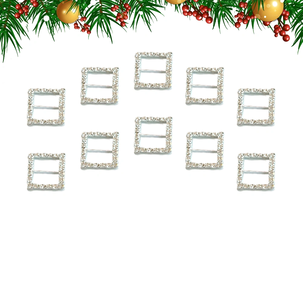 10pcs Alloy Rhinestone Buckle Fashion Alloy Buckle Clothes Alloy Accessories Headwear Alloy Decor (Square Style)