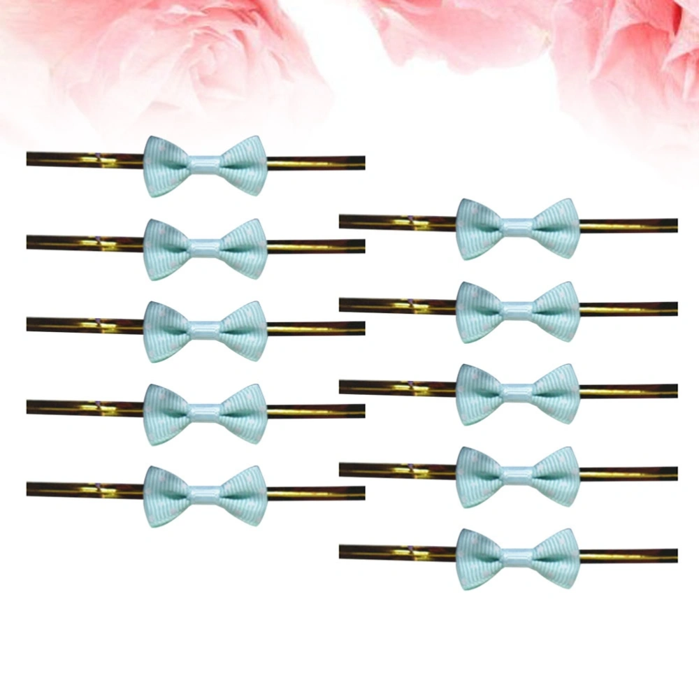 20pcs Tie Ribbon Dot Bow for Candy Bag Steel Baking Packing Dessert Sealing Ties(Sky Blue)