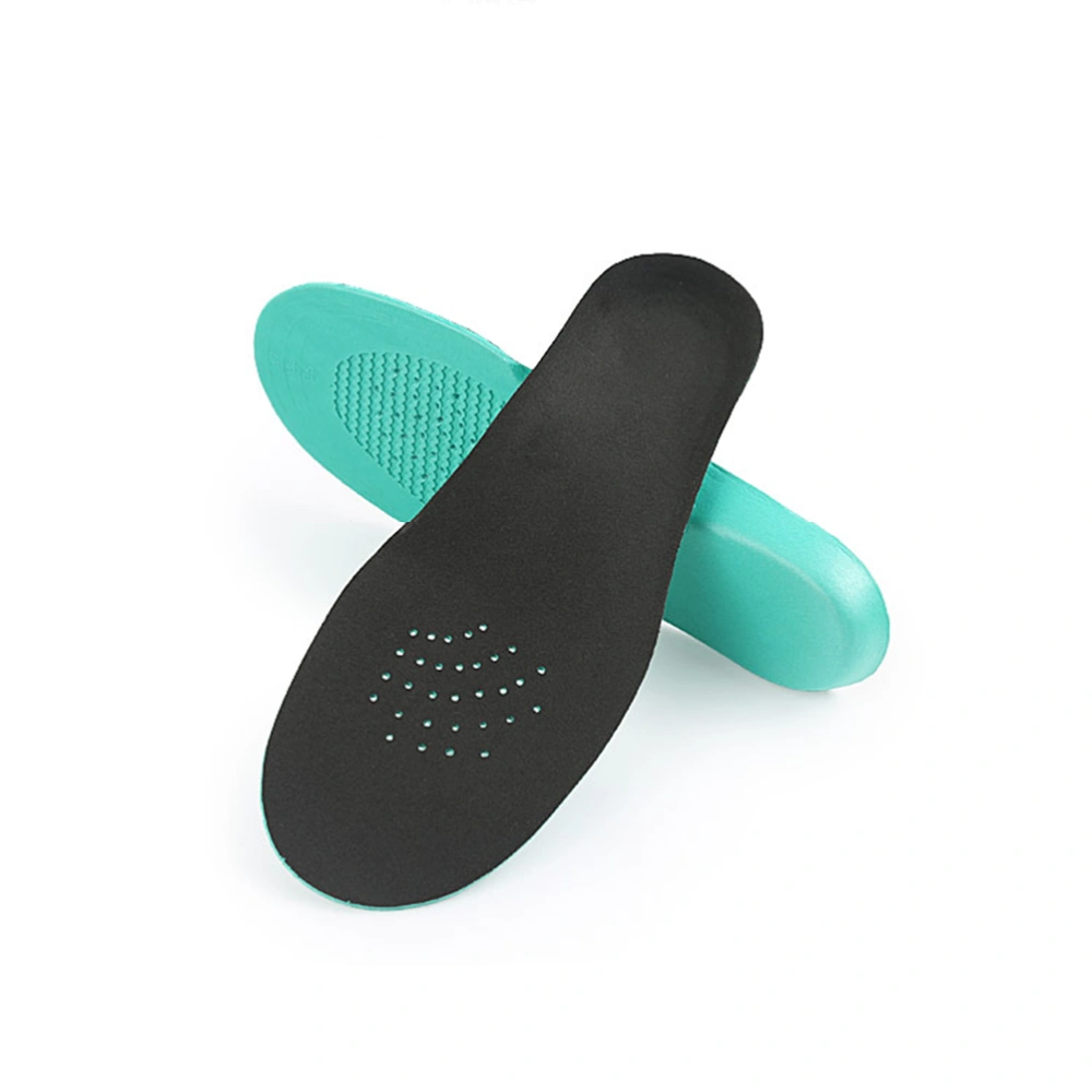 Kids Can Be Cut Insoles Sweat Antibacterial Deodorant Cushion Foot Shoes Care Accessories 26-28 (Green Botton Black Top)