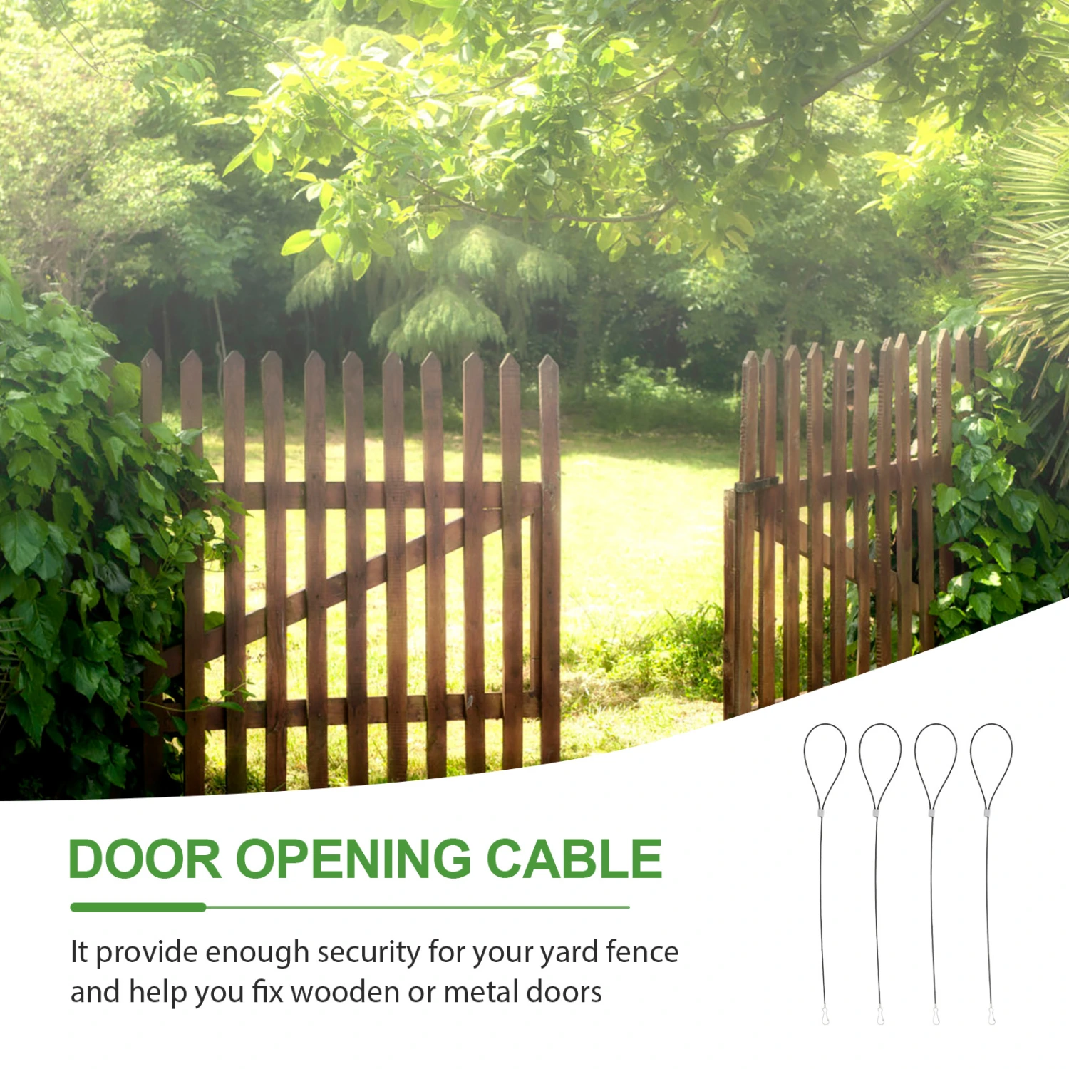 4pcs Gate Latch Cable Pull Stainless Steel Gate Latch Cable Adjustable Gate Pull Cord