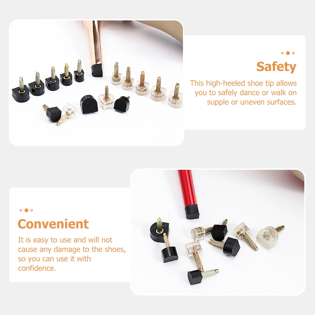6 Pairs of High Heels Replacement Tips Anti-skid Shoes Protection Spikes (Black)