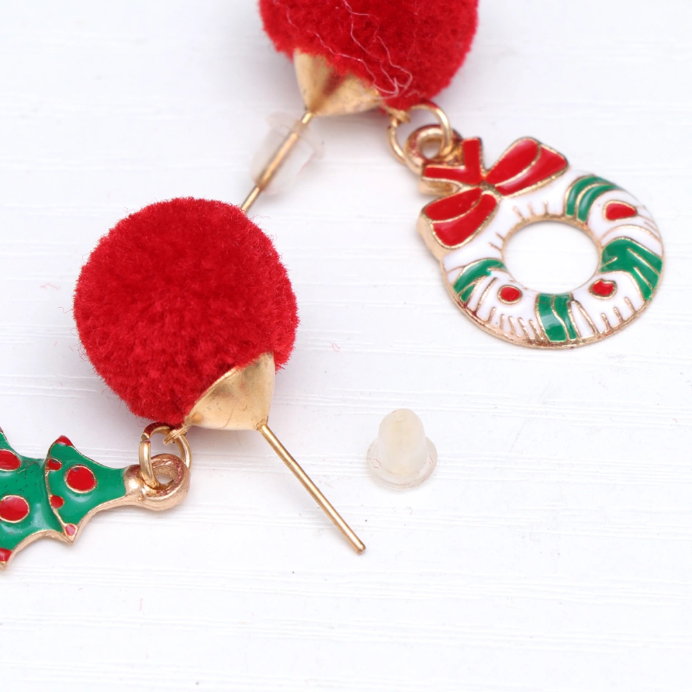 A Pair of Christmas Earrings Creative Asymmetry Dangles Charming Stud Xmas Garland and Tree Earrings Jewelry Earrings for Women Girls