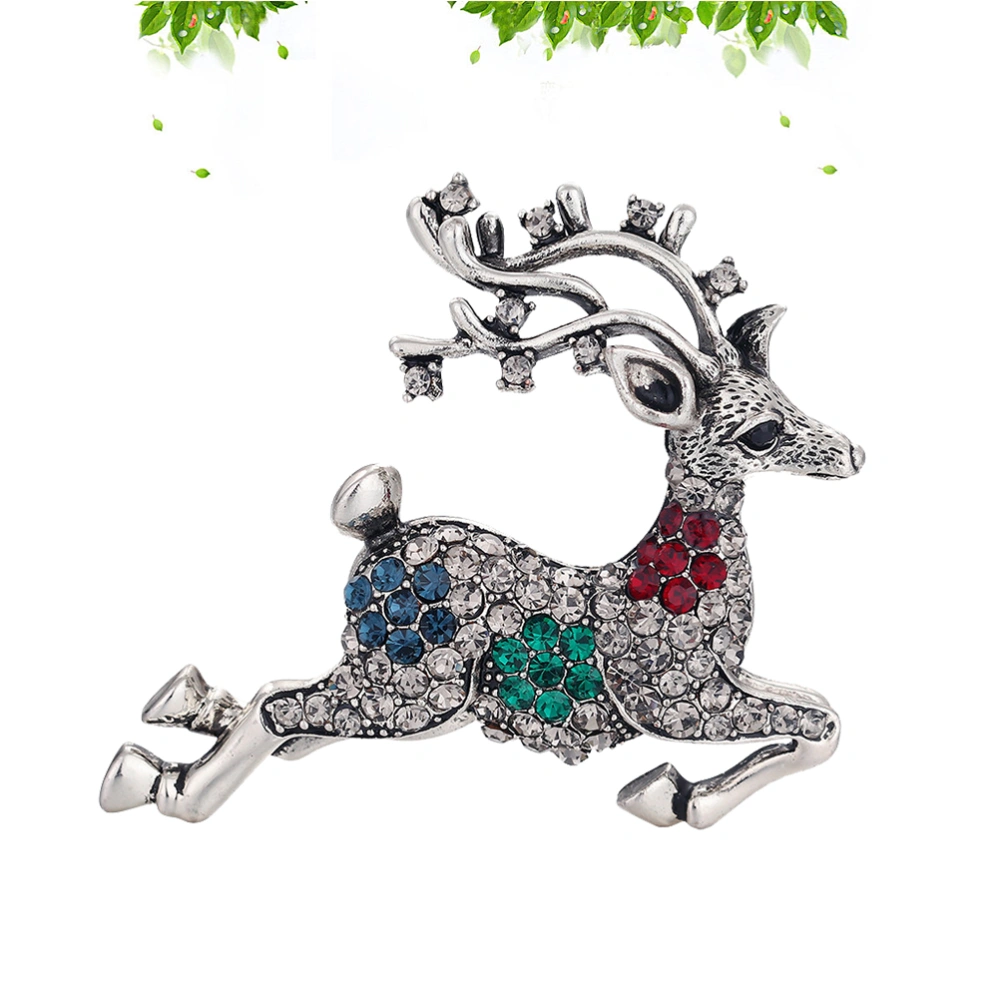 Christmas Creative Brooch Alloy Sika Deer Rhinestone Brooch Breastpin Fashion Badge (Color Rhinestone)