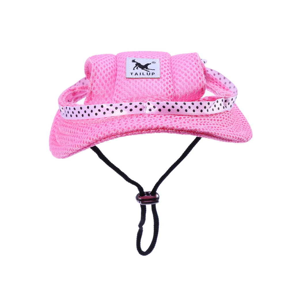 Pet Dog Mesh Porous Sun Hat with Ear Holes for Small Dogs - Size S (Pink)