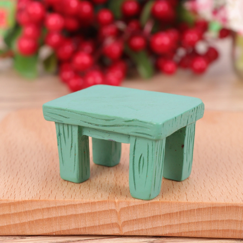 Green Simulated Resin Stool Chair Desk Micro Miniature Landscape Decors Plant Ornaments for Doll House Sand Plate