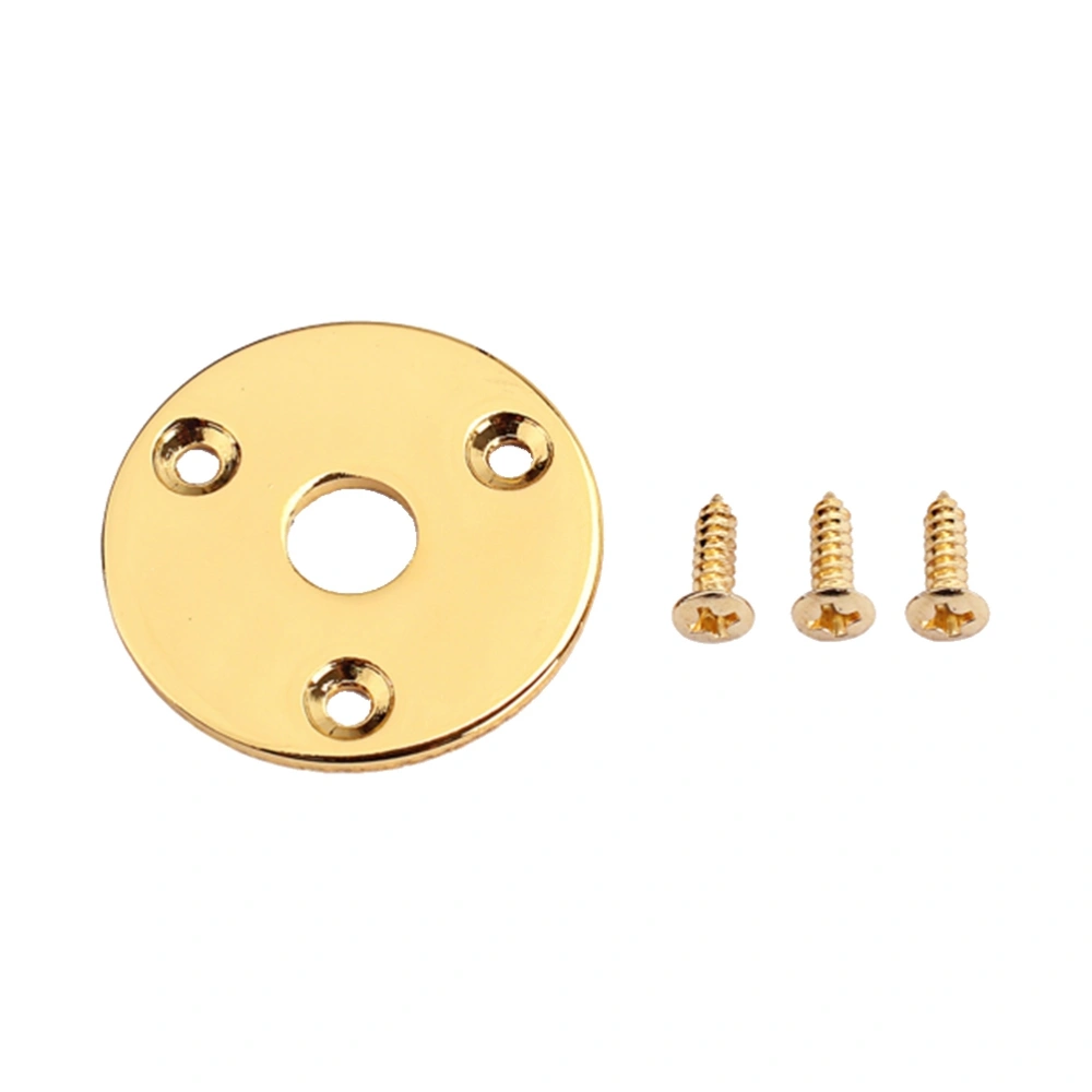 Round Guitar Jack Plate Indented 1/4 Inch Guitar Pickup Output Input Jack Socket Plate Metal Jack Plate With Screws for Electric Guitar Bass (Golden)