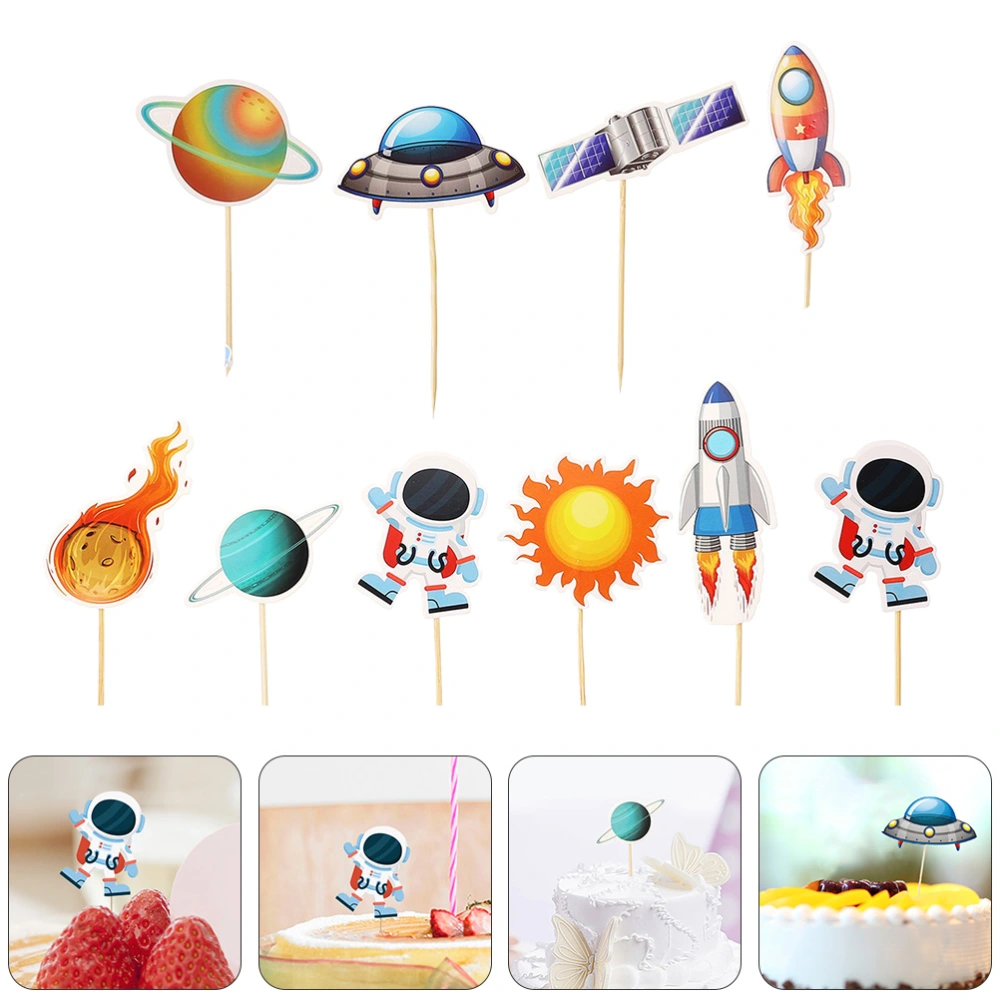 20pcs Children Birthday Party Spaceman Paper Cake Toppers Dessert Picks