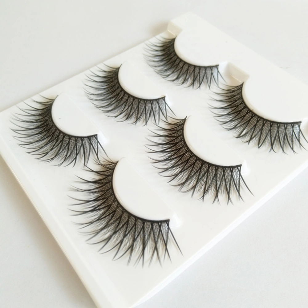 3 Pair of Women False Eyelashes Cross Fake Eyelashes Natural Eyelashes Makeup Fake Eyelashes XH-07