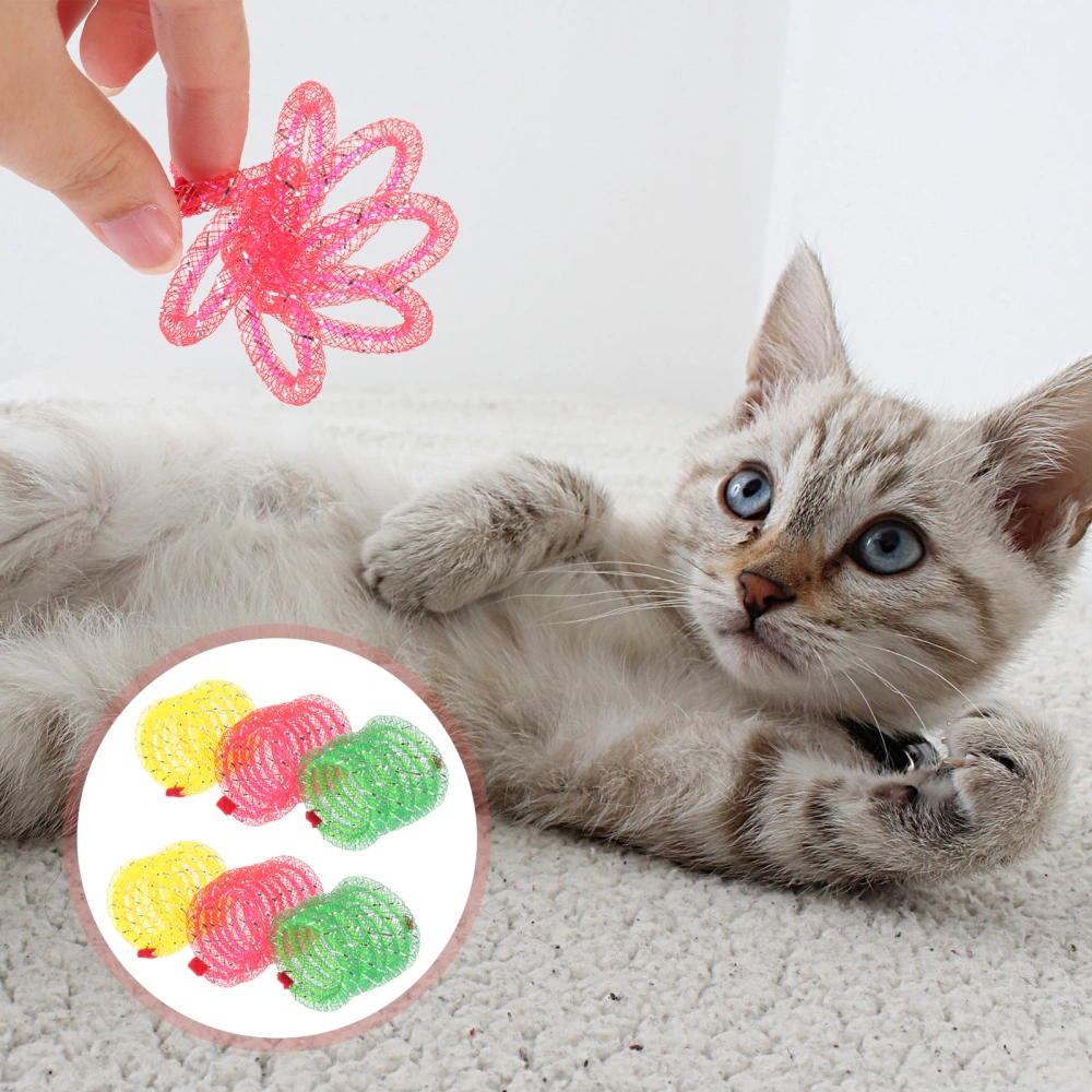 6pcs Colorful Cat Spring Toys Portable Kitten Teaser Toys Coil Spring Plaything