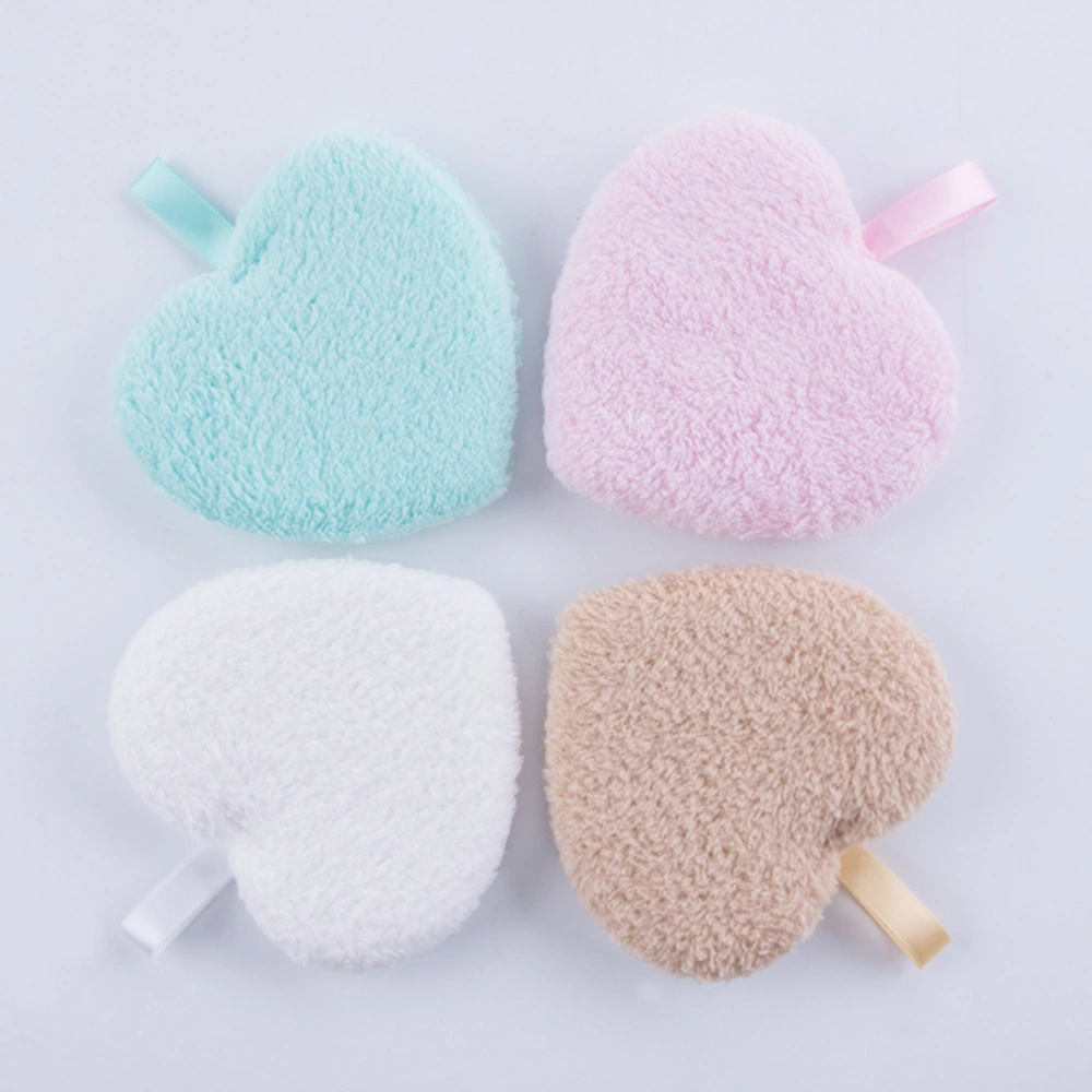 3Pcs Makeup Removal Pads Face Washing Pads Heart Shape Cleaning Puffs Cosmetic Supplies for Female Coffee