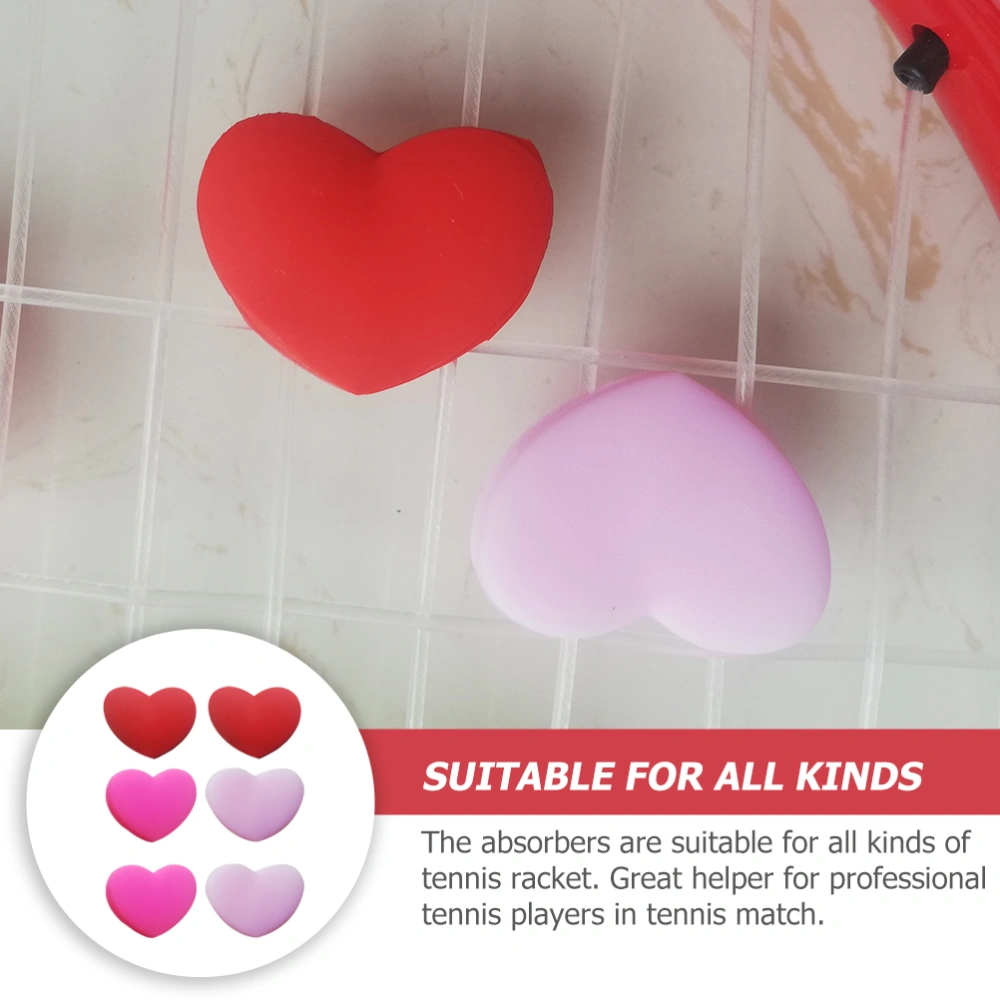 6Pcs Silicone Tennis Racket Vibration Dampeners Heart Shape Silicone Dampeners