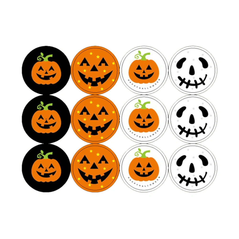 4pcs Pumpkin Ghost Candy Stickers Bag Stickers Halloween Party Favor Stickers Gifts Supplies for Decoration