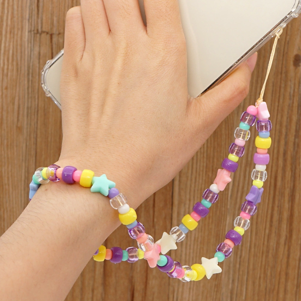 1 Pc Exquisite Handmade Beaded Mobile Phone Lanyard Star Decoration (Assorted Color)