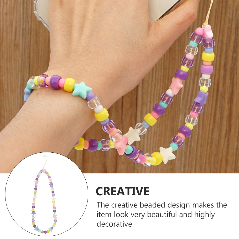 1 Pc Exquisite Handmade Beaded Mobile Phone Lanyard Star Decoration (Assorted Color)