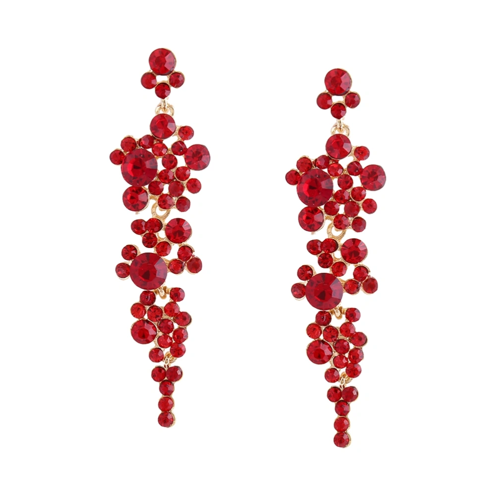 Rhinestone Long Earrings Red Earrings for Women Female Crystal Dangle Earrings Fashion Accessories