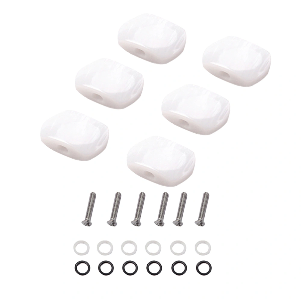 6 PCS Vintage String Tuning Pegs Tuners Machine Heads Replacement White Plastic Buttons Keys for Electric Guitar