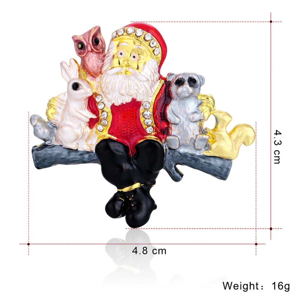 Stylish Christmas Brooch Drop Oil Santa Claus with Animal Shape Lapel Pin New Year Gift Jewelry