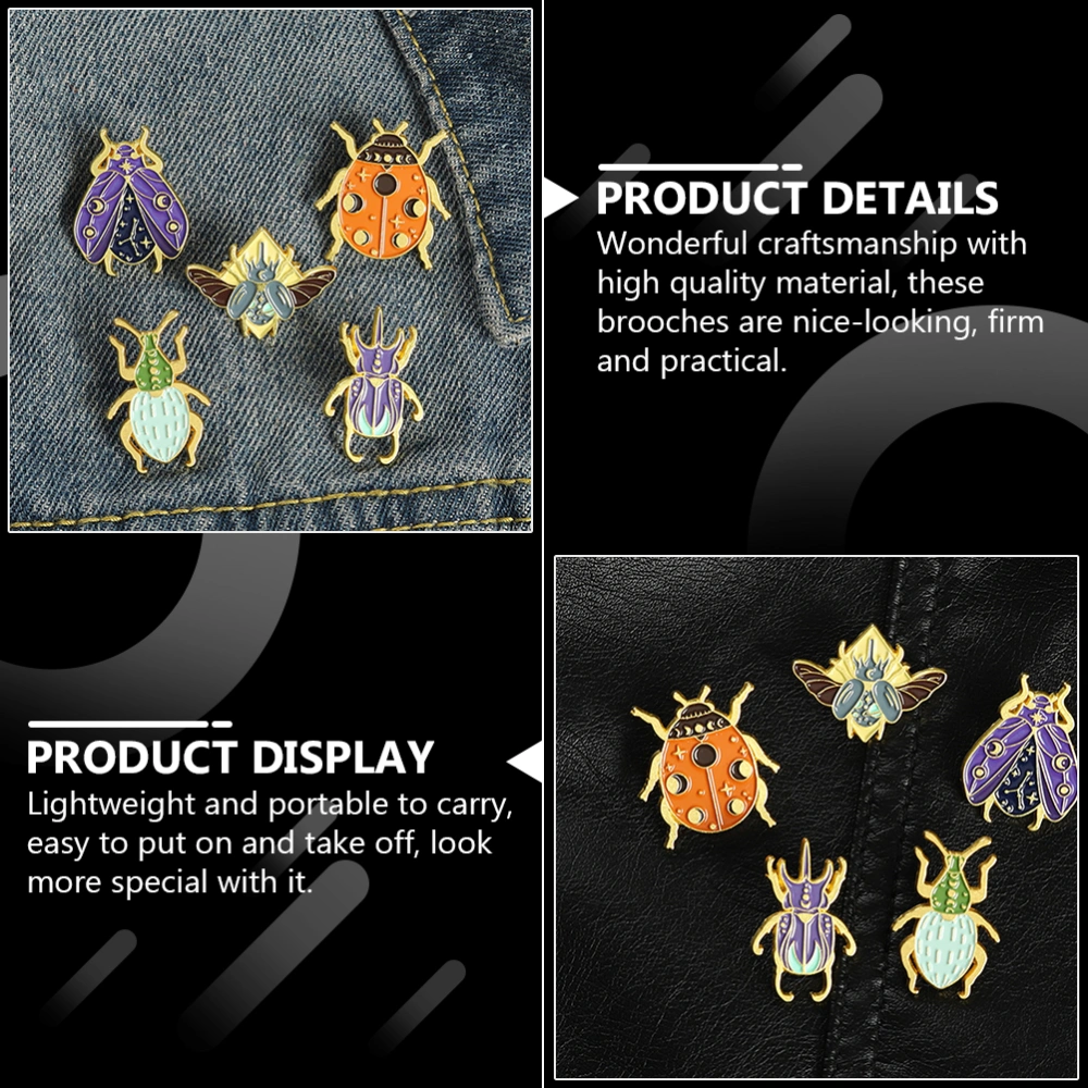 5pcs Insect Theme Cartoon Alloy Breastpins Sweater Brooches Clothing Accessories