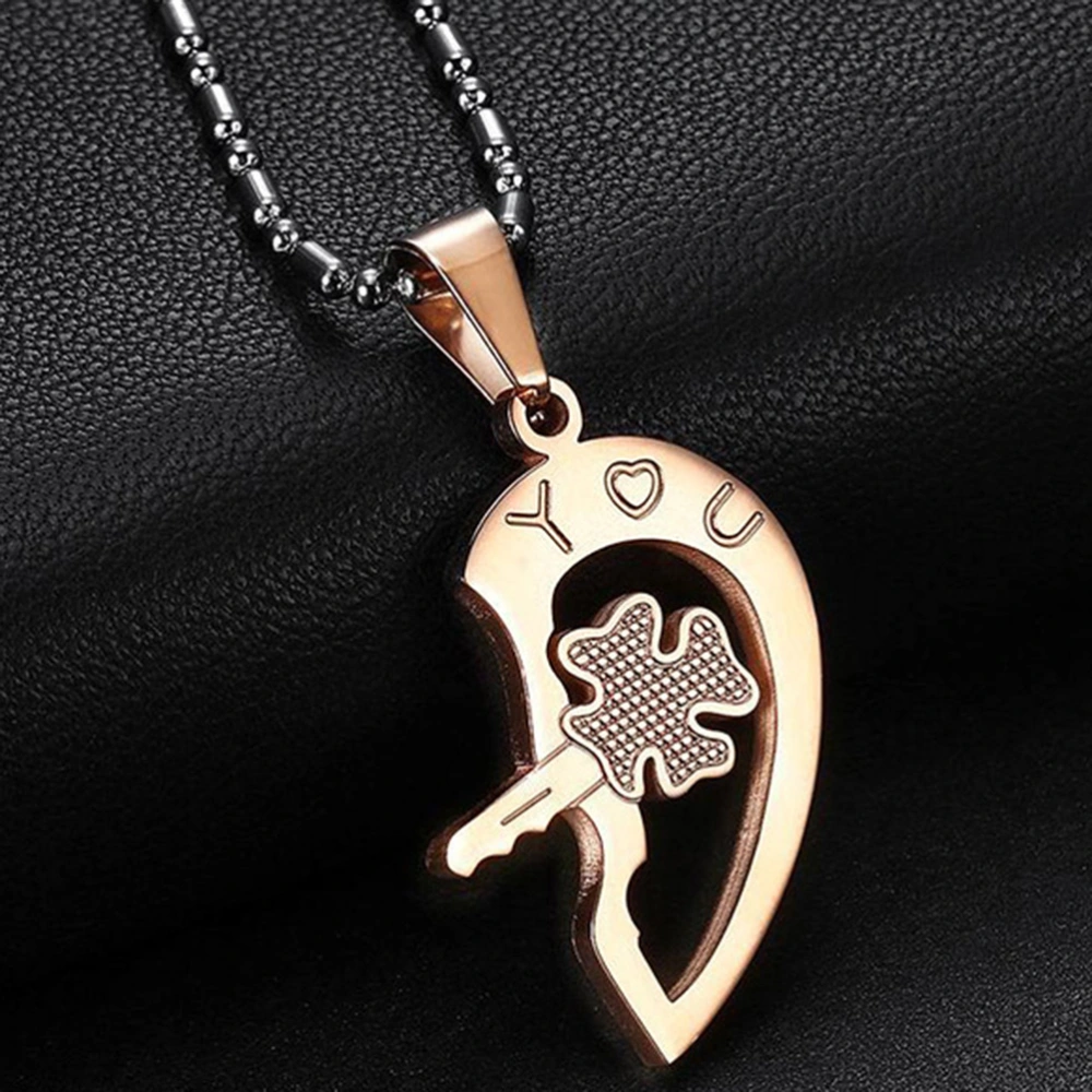 1 Pair Heart Split Pendant Necklace Couple Lovers Necklace Titanium Steel Necklace Pretty Pendant Necklace