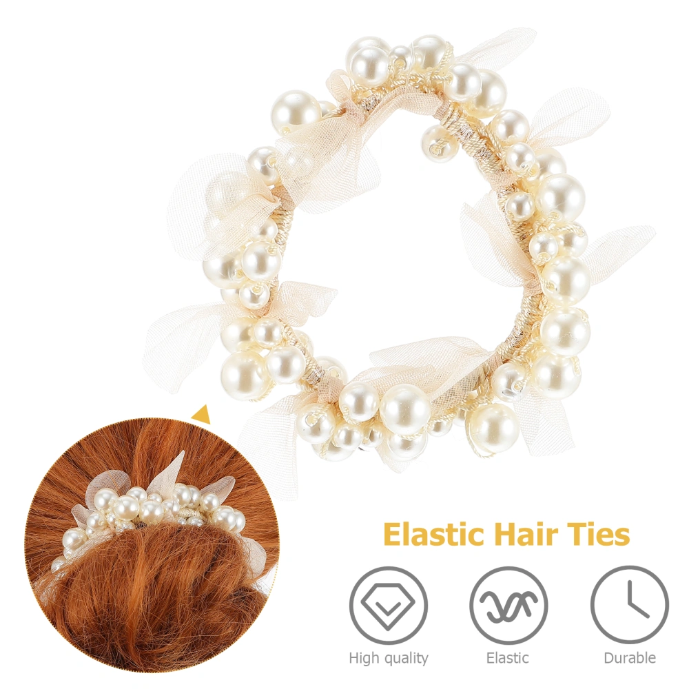 1pc Girl Hair Tie Elastic Hair Loop Pearl Design Hair Rope Elegant Headwear