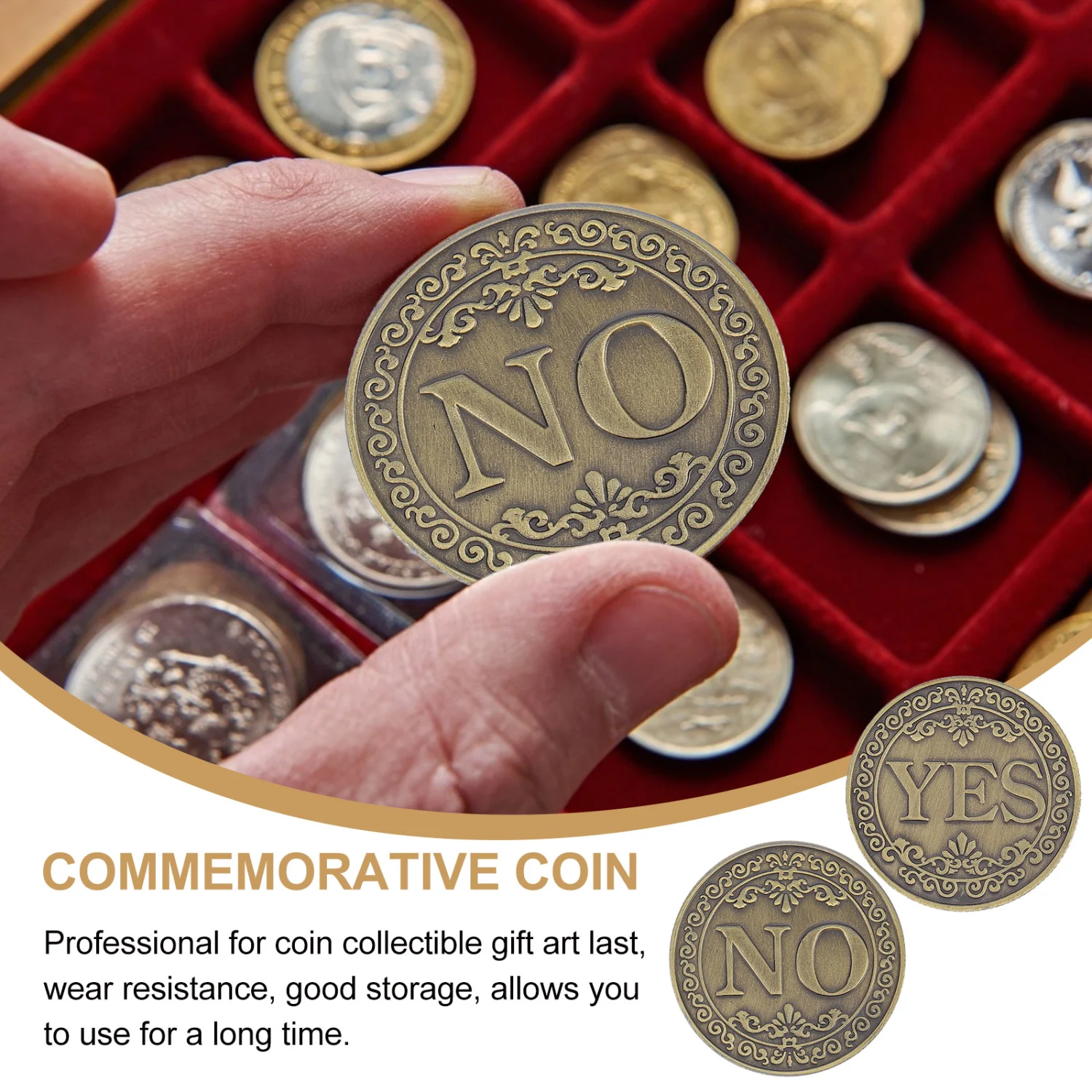 2 Pcs Yes or No Decision Making Coins Stainless Steel Commemorative Coins