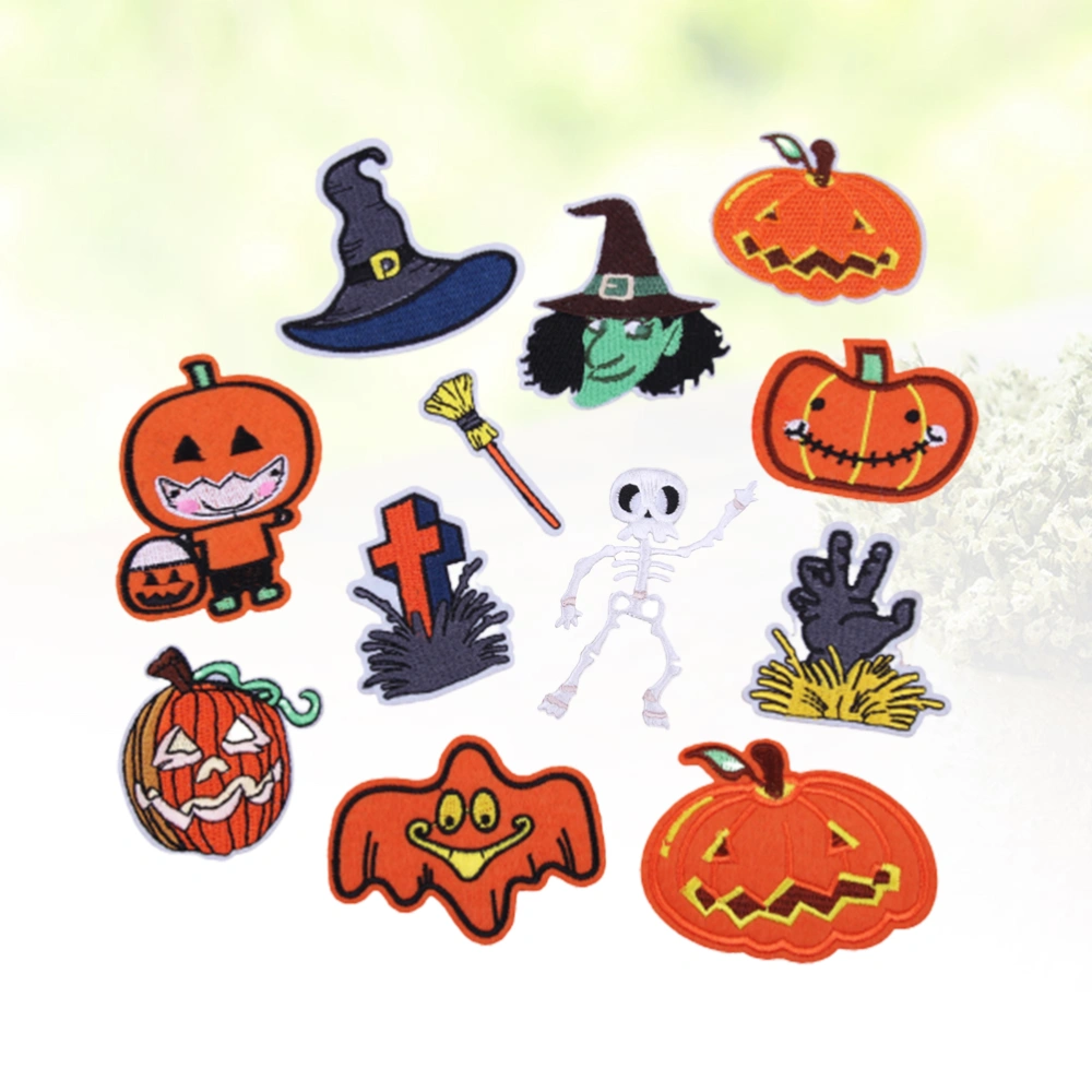 Children Halloween Elements Patches Cartoon Embroidery Pumpkin Skeleton Pattern Sewing Patches Appliques for Jackets Jeans Backpacks