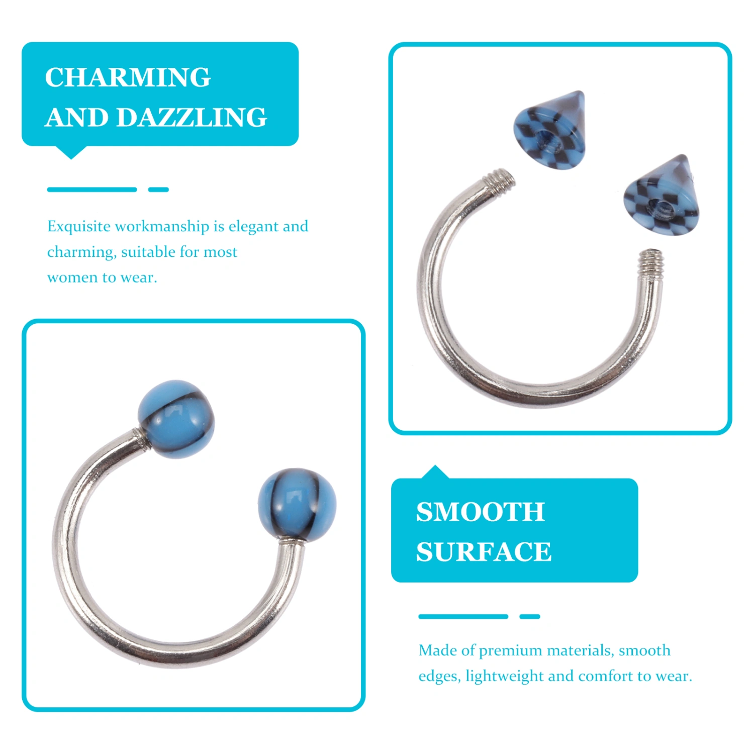 40pcs Nose Rings Cone Round Nose Hoops Nose Rings Hoops Nose Piercing Jewelry