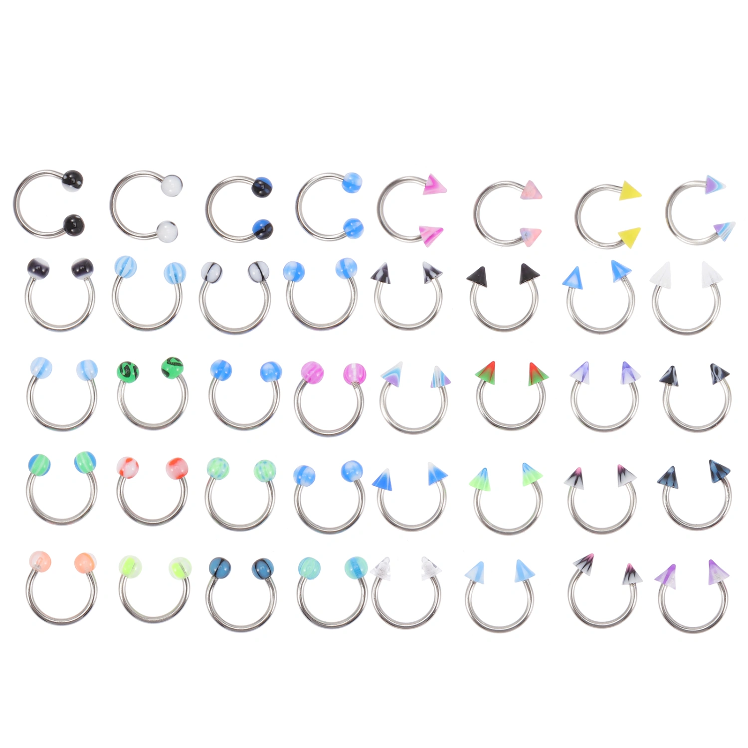 40pcs Nose Rings Cone Round Nose Hoops Nose Rings Hoops Nose Piercing Jewelry