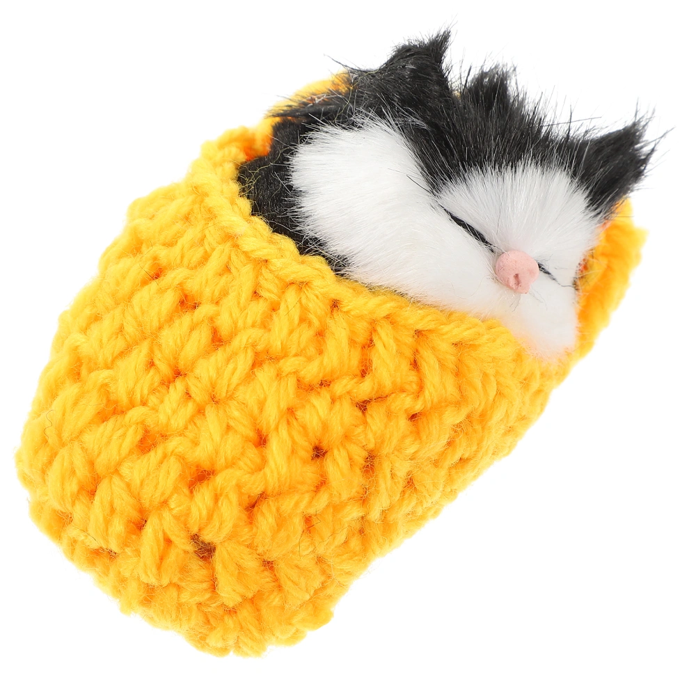 Star Sleeping Cat in Slipper Doll Toy Mini Kitten in Shoe with Meows Sounds Decor Hand Toy Gift for Kids Boys Girls(Yellow)