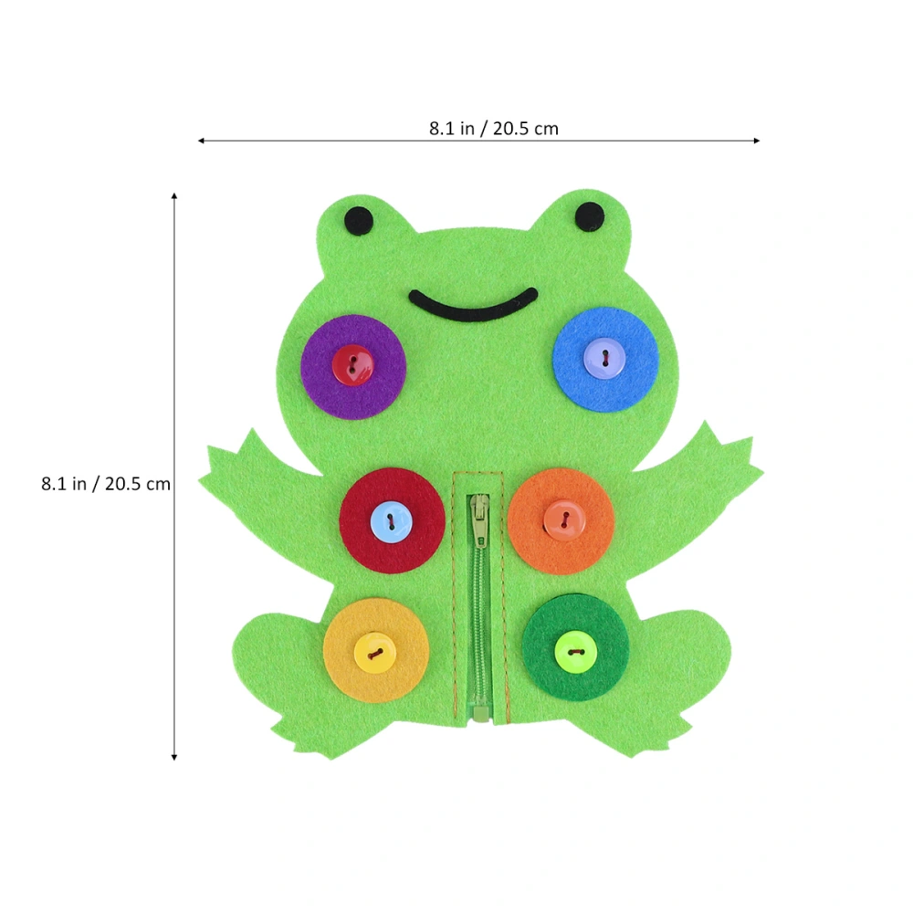 Non-woven Button Hand-made Zipper Toy Teaching Aid Early Learning Education Toys (Frog)