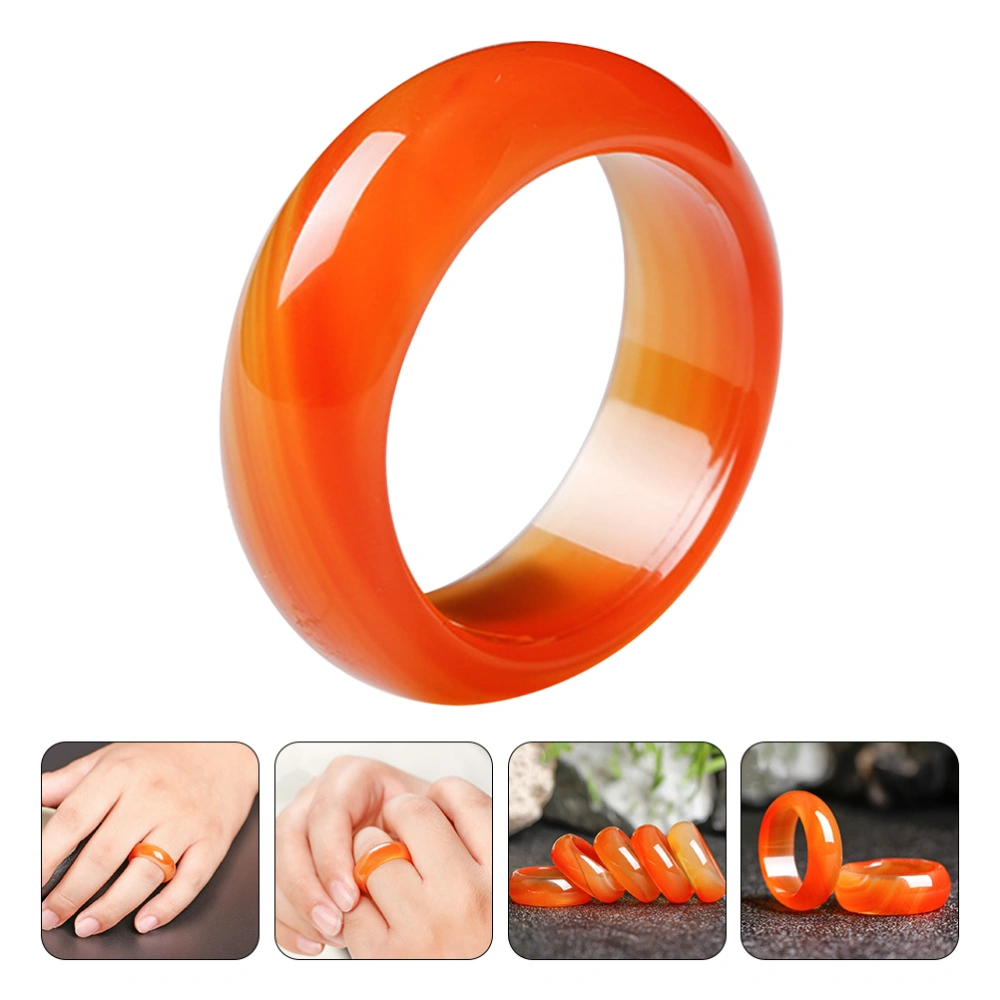 Red Carnelian Crystal Ring Natural Agate Plain Band Ring for Women and Girls