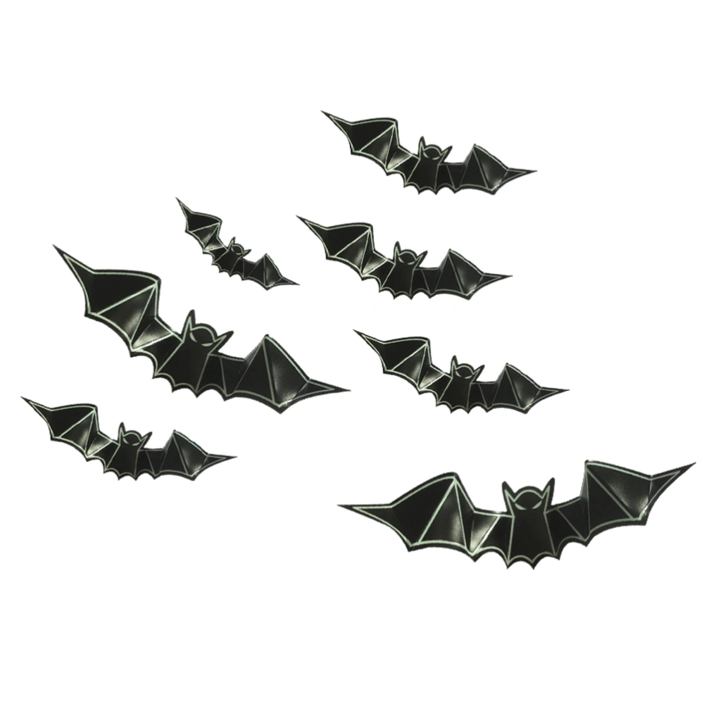 8 Pcs 3D PVC Bat Wall Decals Glow in The Dark Bat Luminous Wallpaper Window Stickers for Halloween Party Home Decoration