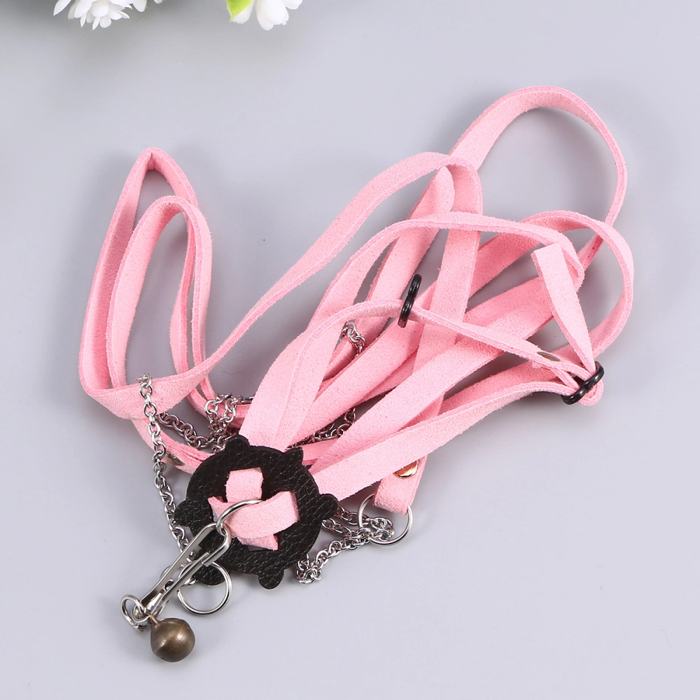 Adjustable Hamster Pet Turtle Lizard Traction Rope Turtle Lead Leash Hauling Rope Walking Training Rope - Size S (Pink)