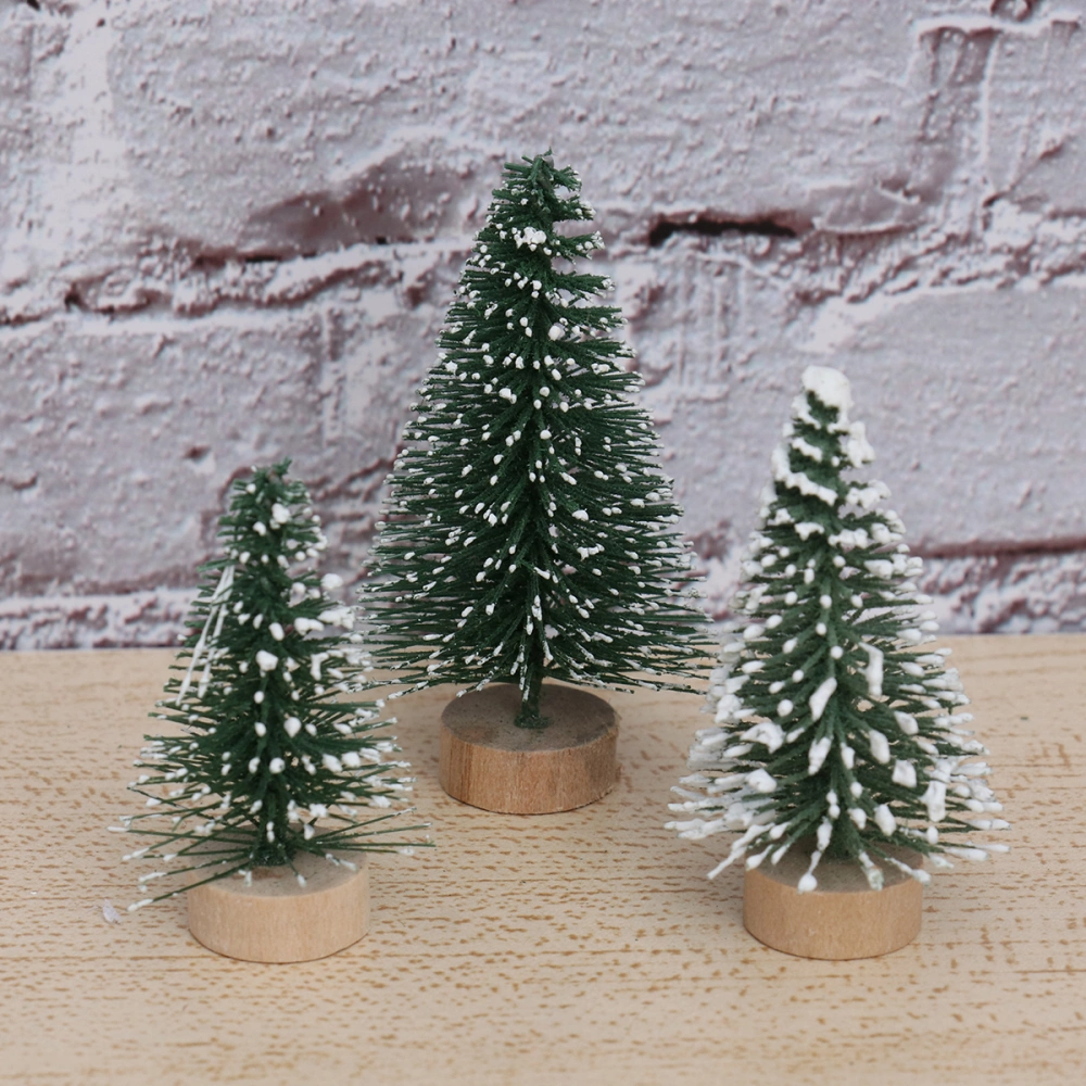 10Pcs 5Cm Mini Christmas Tree Decor with Snow Covered Pine DIY Ornaments for Home Party Bar