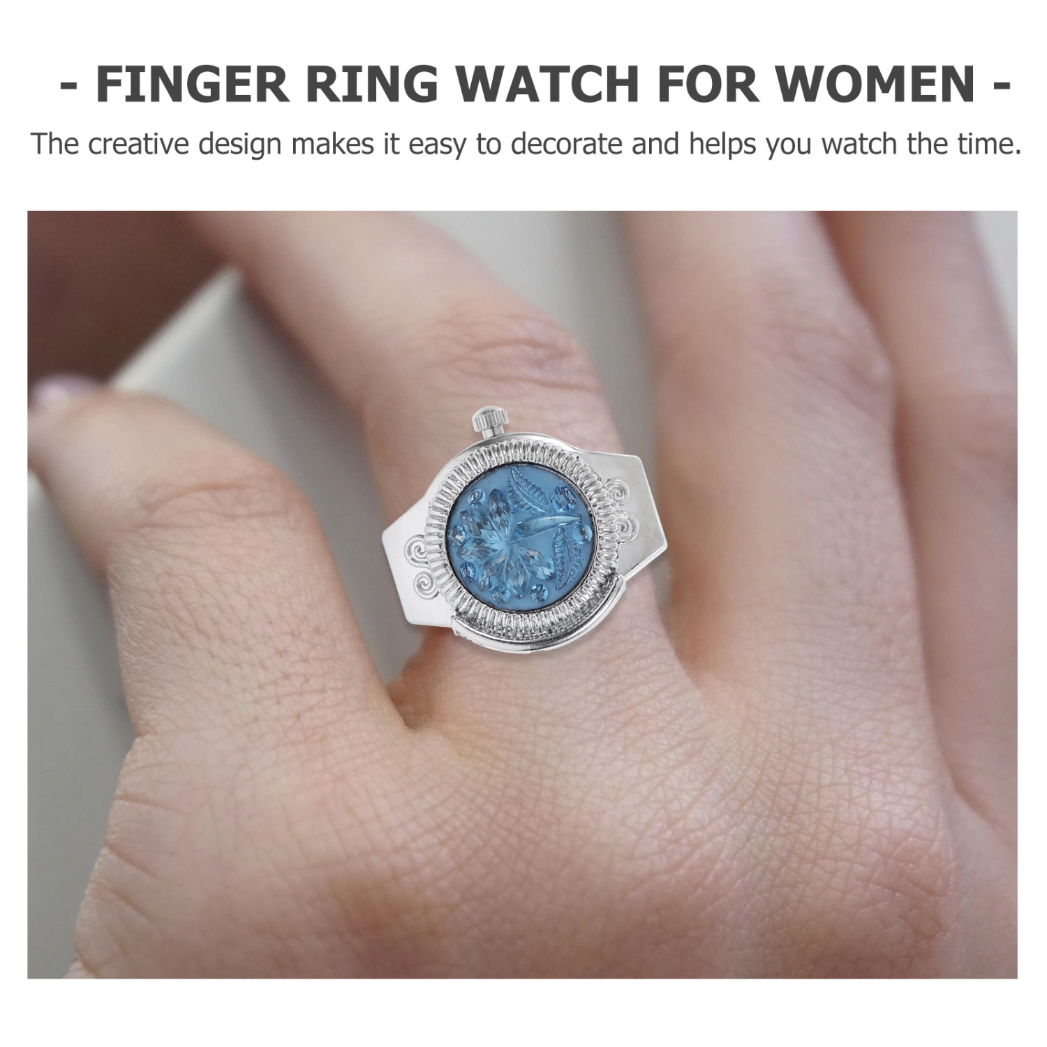 1pc Fashion Finger Ring Watches Portable Finger Watch Decorative Finger Watch